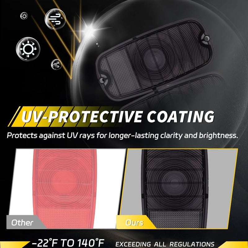 VYNTRAL Tail Light Lamp Lens Compatible with Chevy/GMC Fleetside Pickup Truck 1960-1966, [DOT Certified] Rear Bumper Reflector Light Lens [No Bulbs], OEM Part #C606617, C606651, 2 PCS, Smoked Lens - Image 2